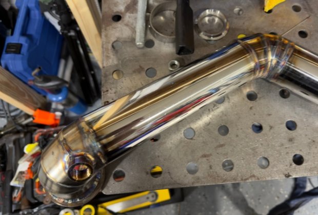 welding a custom downpipe for a B20 Turbo Honda EG Hatch